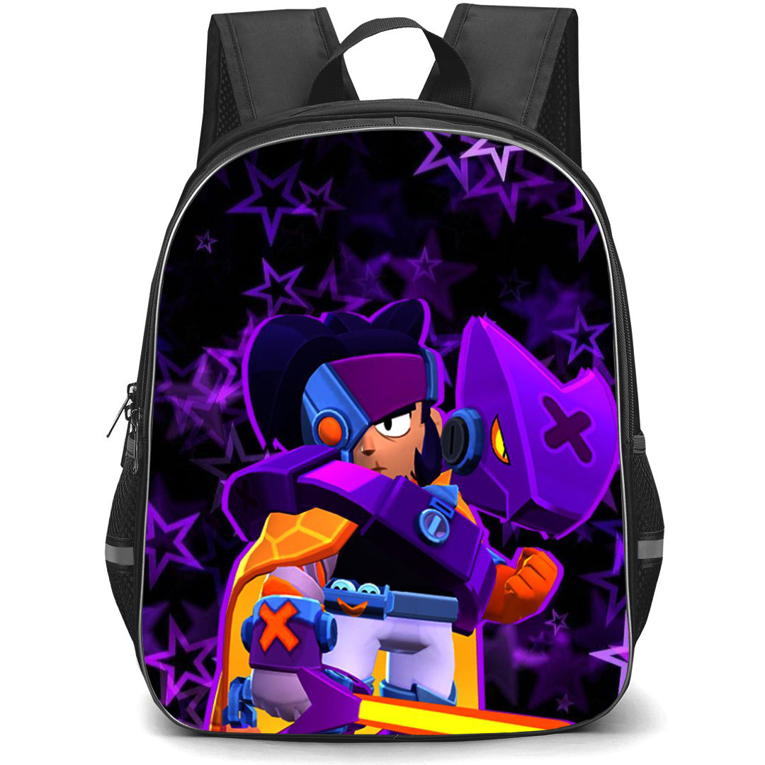 Brawl Stars Kenji Backpack StudentPack - Brawl Stars Kenji Standing On Purple Stars Dark Background
