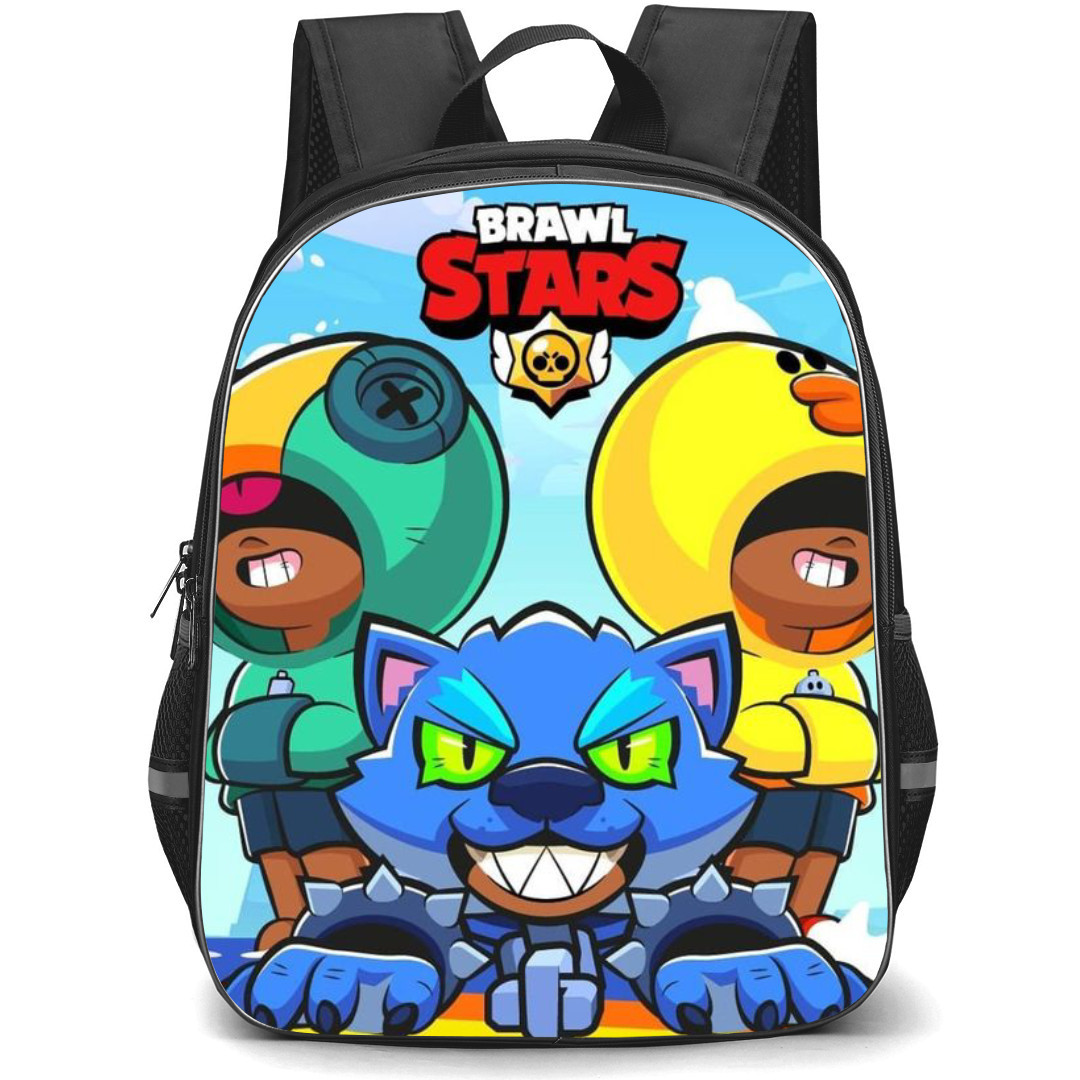 Brawl Stars Leon Backpack StudentPack - Brawl Stars Leon Trio Standing Illustration Art On Sky Background