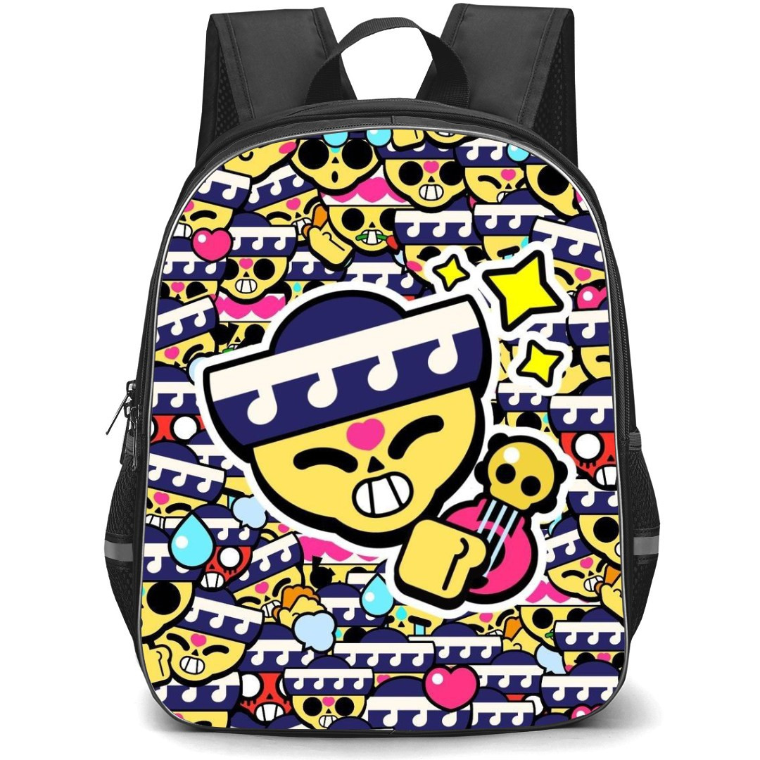 Brawl Stars Poco Backpack StudentPack - Brawl Stars Poco Avatar Sticker On Pattern Art Background