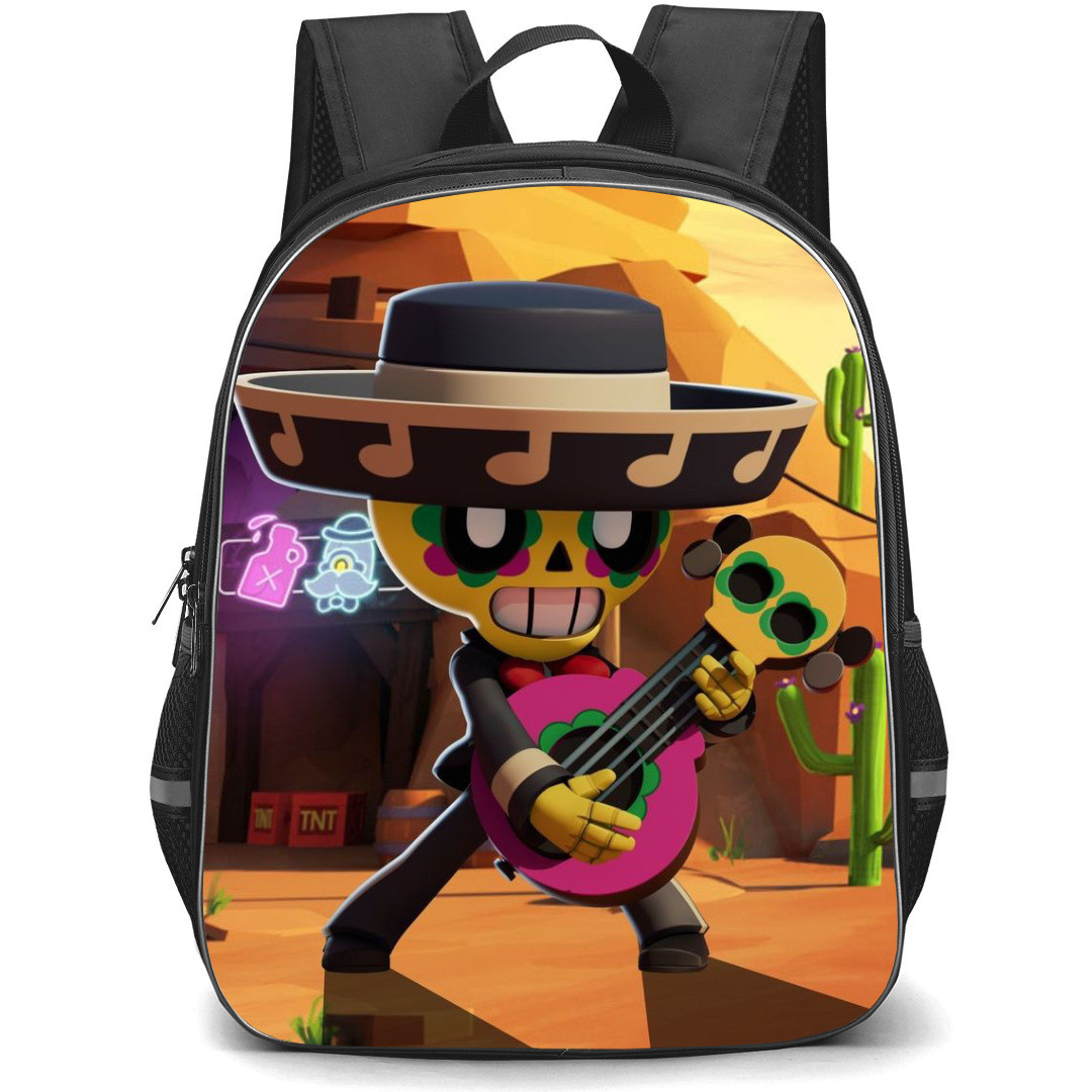 Brawl Stars Poco Backpack StudentPack - Brawl Stars Poco Playing Guitar On Desert Background