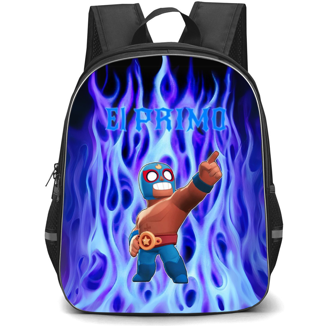 Brawl Stars El Primo Backpack StudentPack - Brawl Stars El Primo Standing On Blue Fire Background