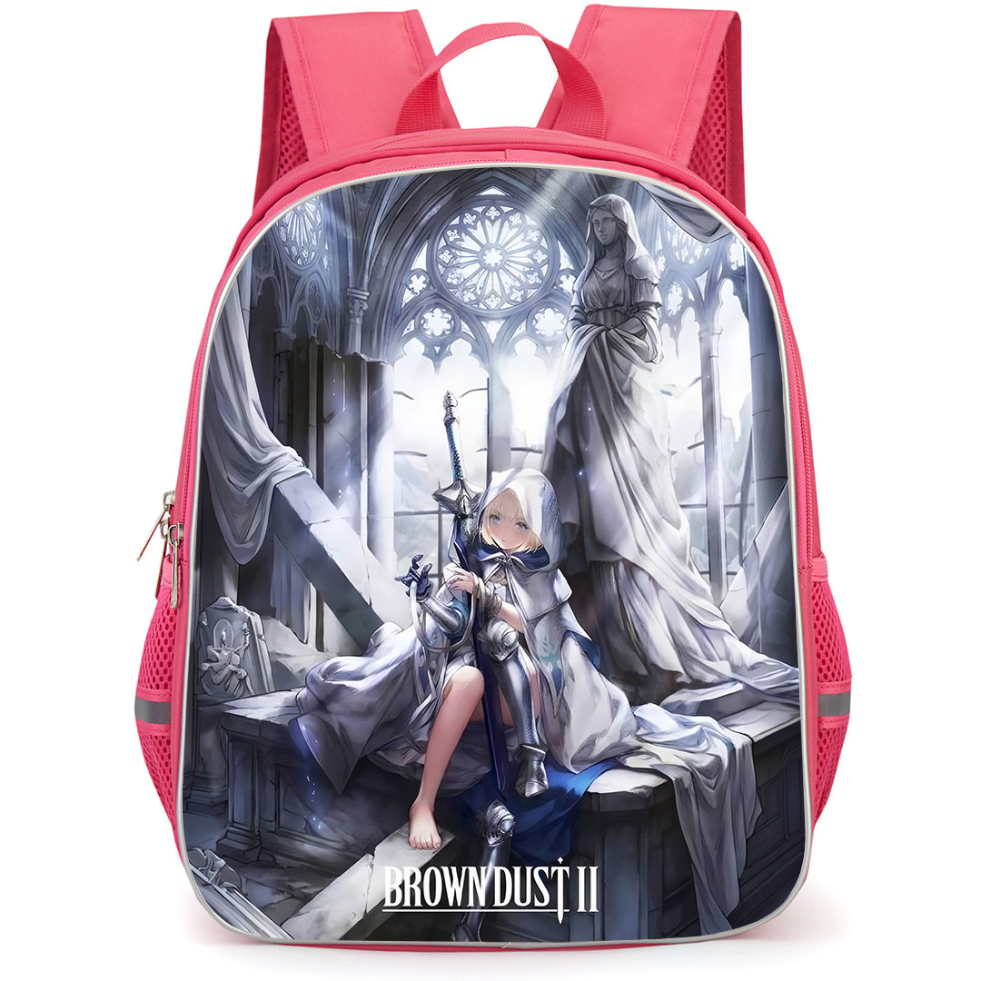 Brown Dust 2 Justia Backpack School Bag StudentPack - Justia Holding Weapon Sitting Pose Wallpaper