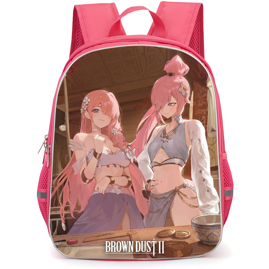 Brown Dust 2 Backpack School Bag StudentPack - Rubia And Sylvia Pink Vintage Poster