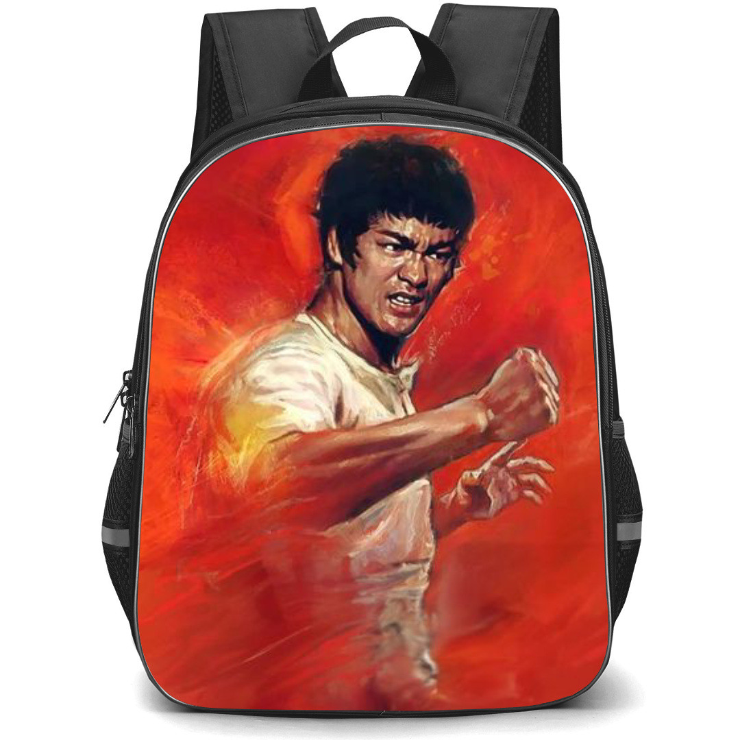 Bruce Lee Backpack StudentPack - Bruce Lee Fierce Punch Painting Portrait