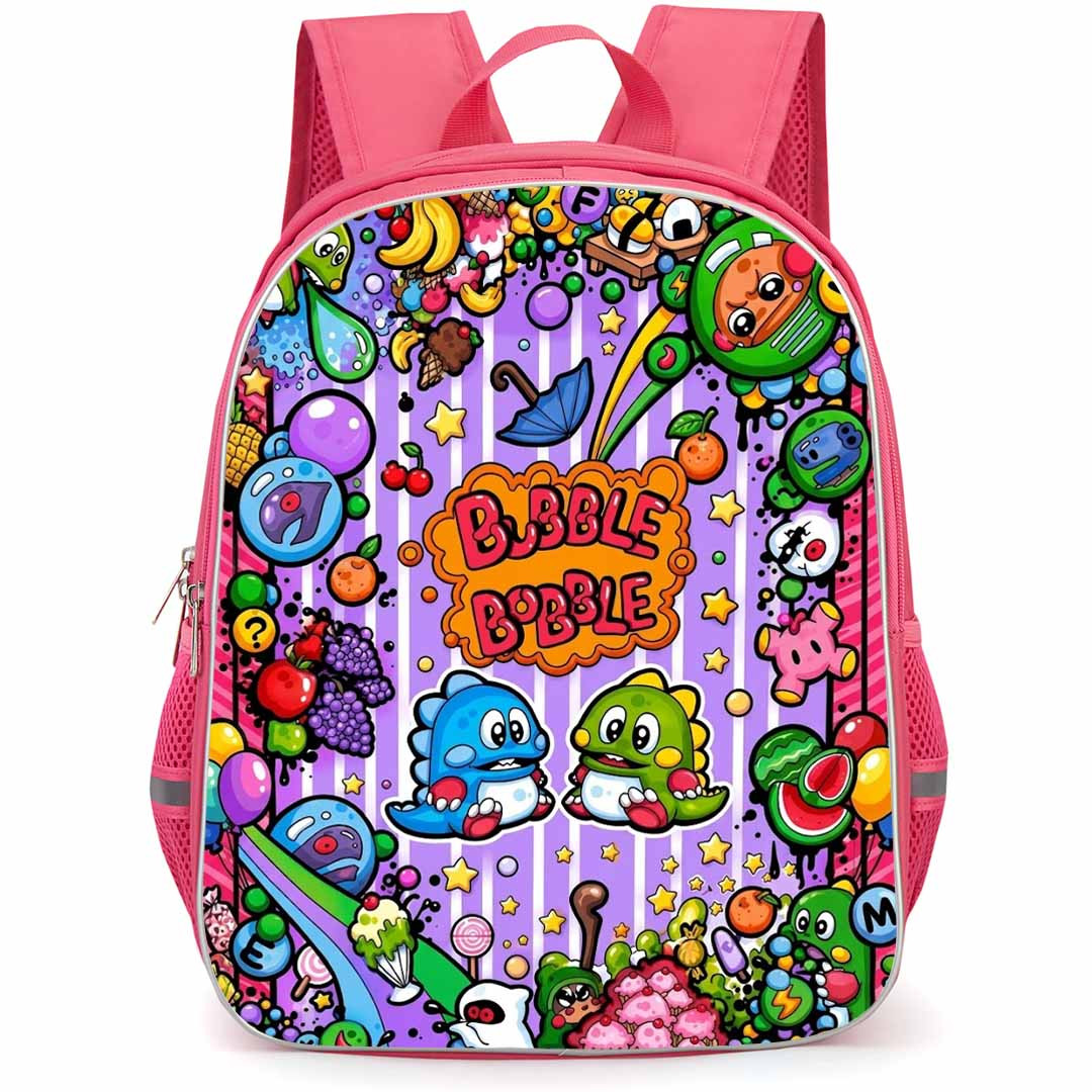 Bubble Bobble Backpack School Bag StudentPack - Bubble Bobble Characters Stripe Game Poster