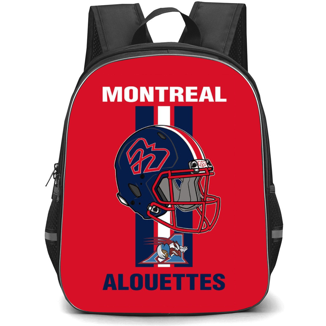 Montreal Alouettes Backpack School Bag StudentPack - Team Helmet Poster In Red Background