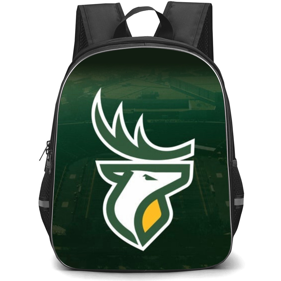 Edmonton Elks Backpack School Bag StudentPack - Logo In City Green Background