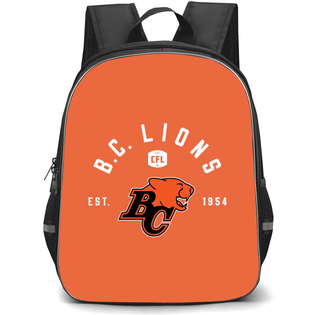British Columbia Lions Backpack School Bag StudentPack - Logo Established Wordmark Orange Background