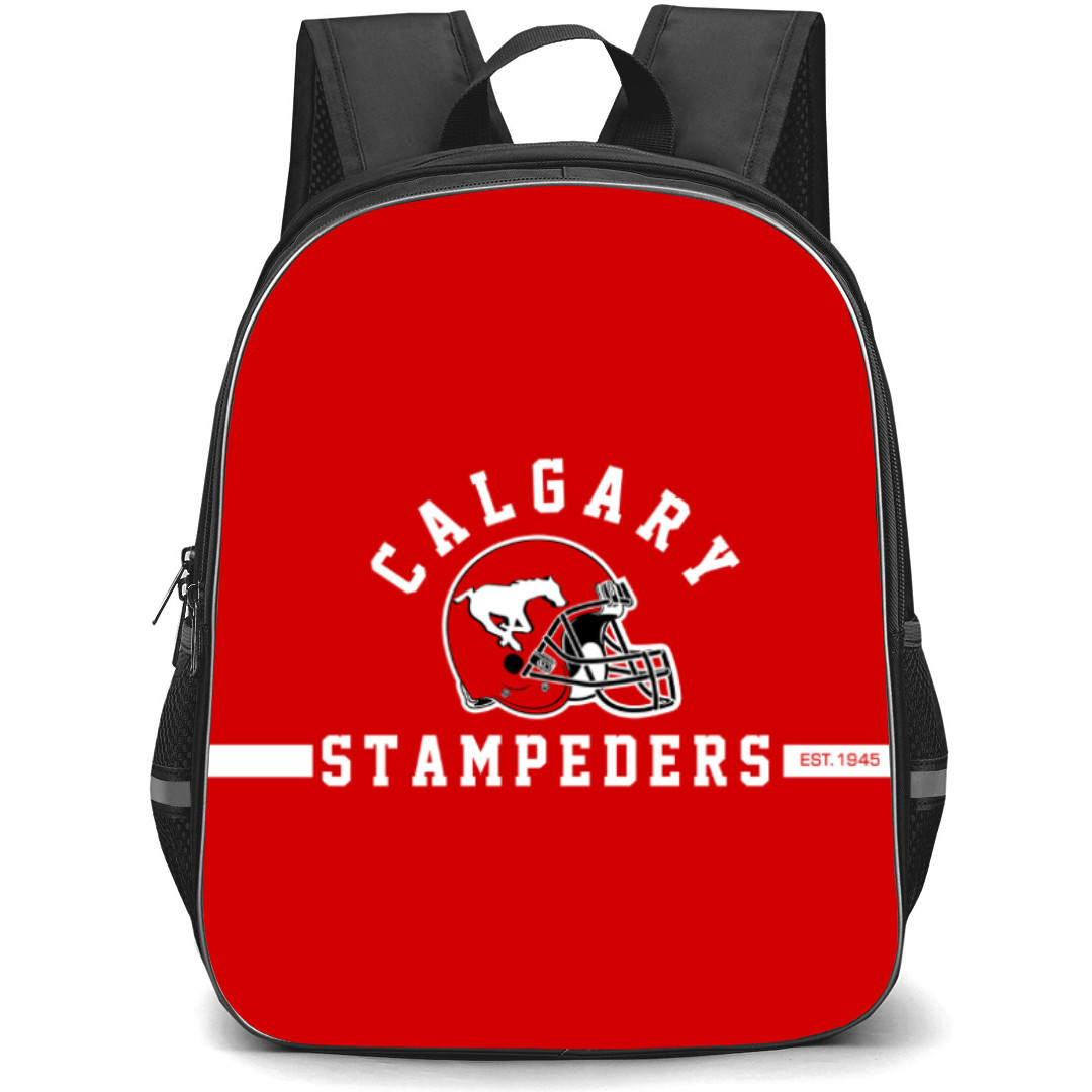 Calgary Stampeders Backpack School Bag StudentPack - Logo Wordmark In Red Background