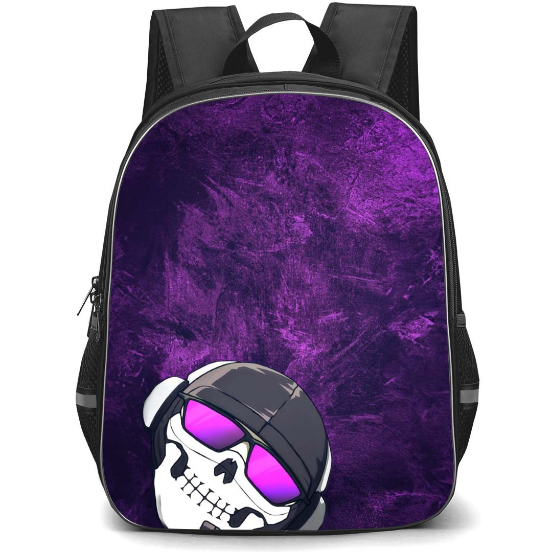 Call Of Duty Ghost Backpack StudentPack - Ghost Chibi Half Face On Purple Background