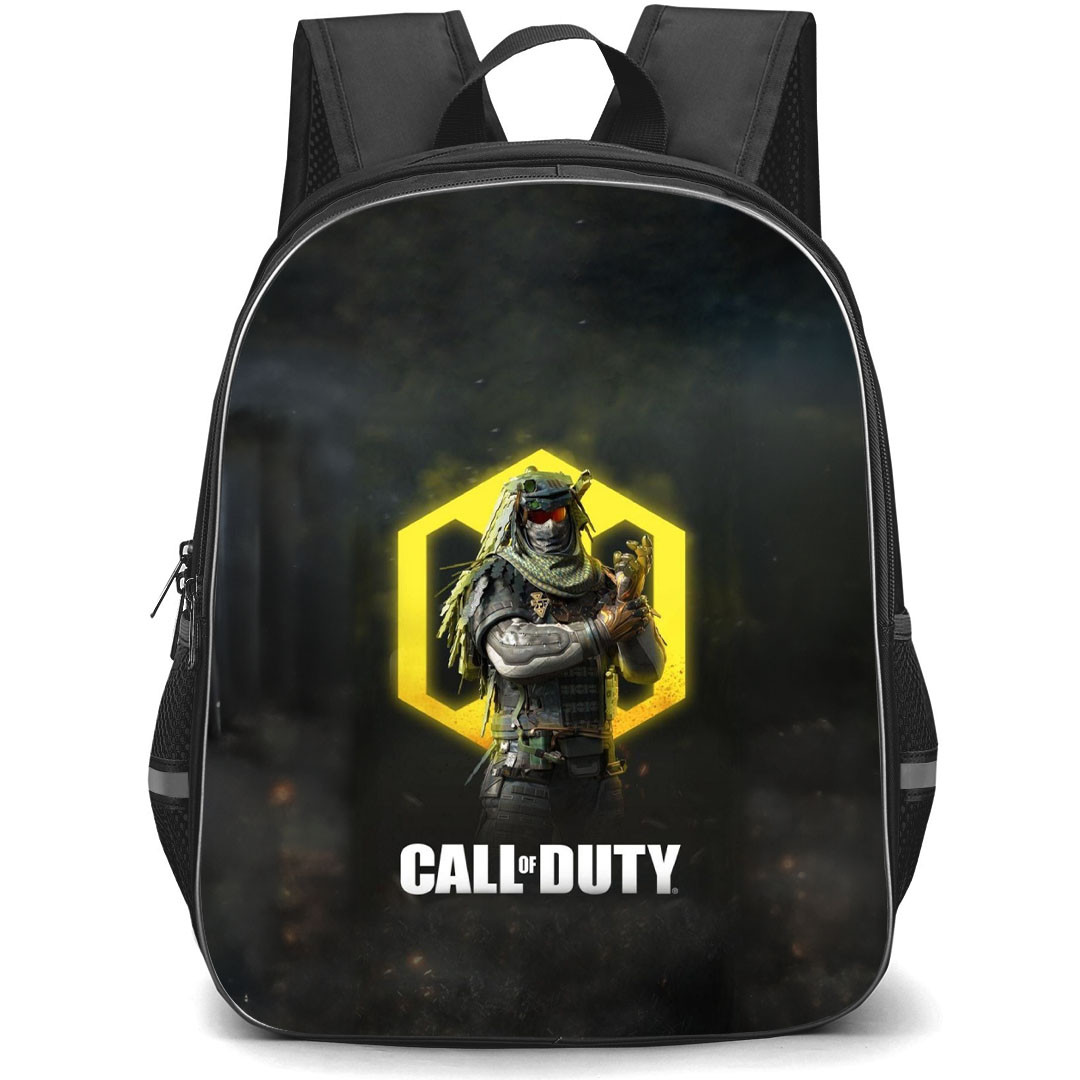 Call Of Duty Ghost Backpack StudentPack - Ghost On Yellow Logo Black Background