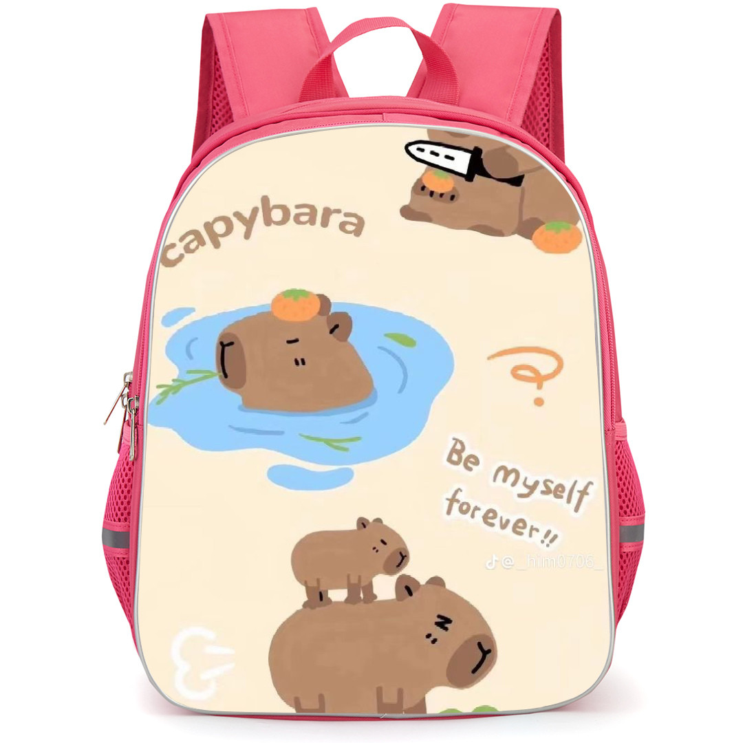 Capybara Backpack StudentPack - Capybara Collage Be My Forever Peach Background