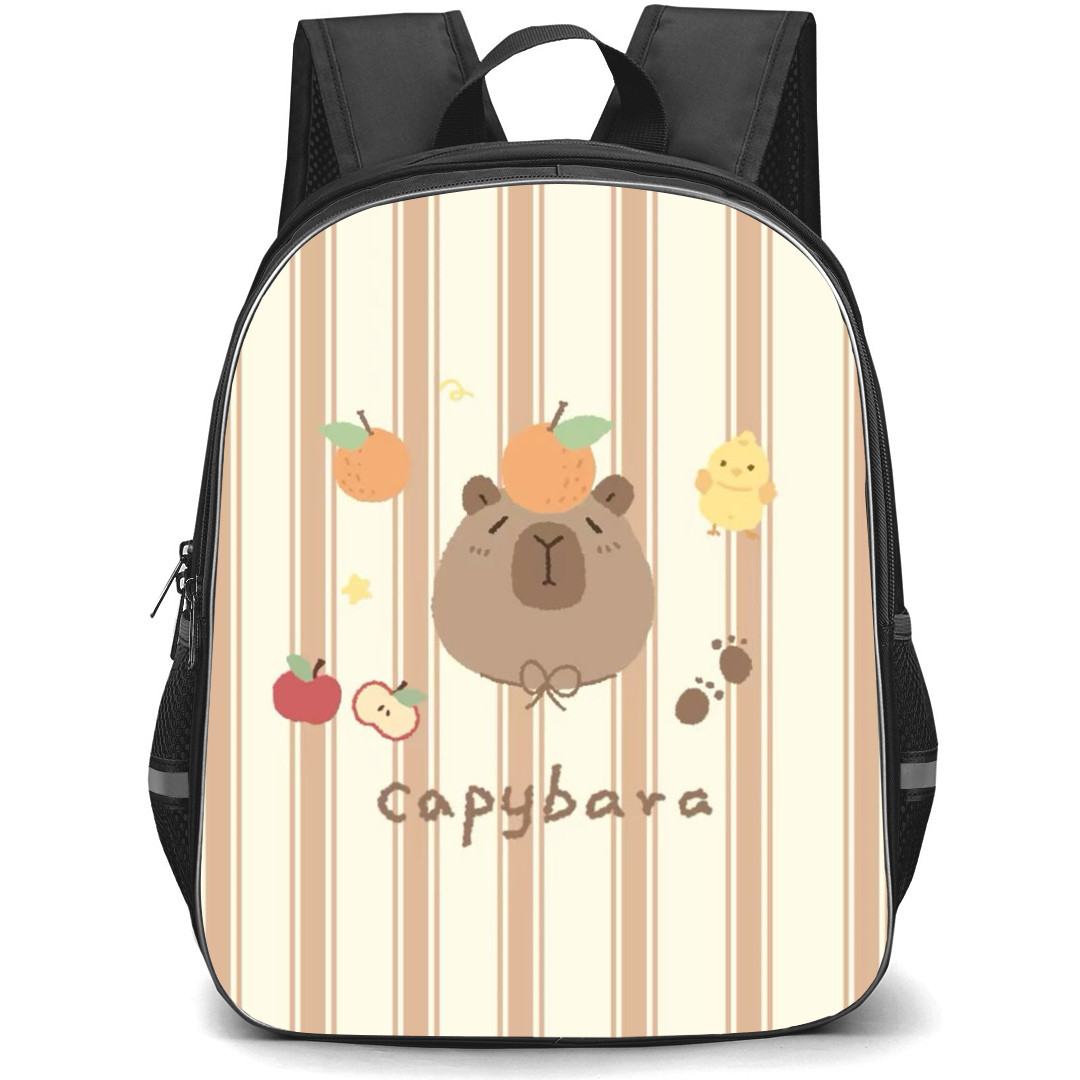 Capybara Backpack StudentPack - Capybara Pattern Art White And Brown Background