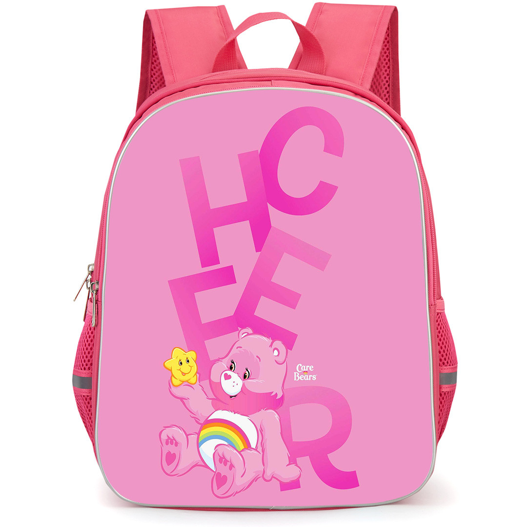 CareBears Cheer Bear Backpack StudentPack - Cheer Bear Holding Star Pink Background