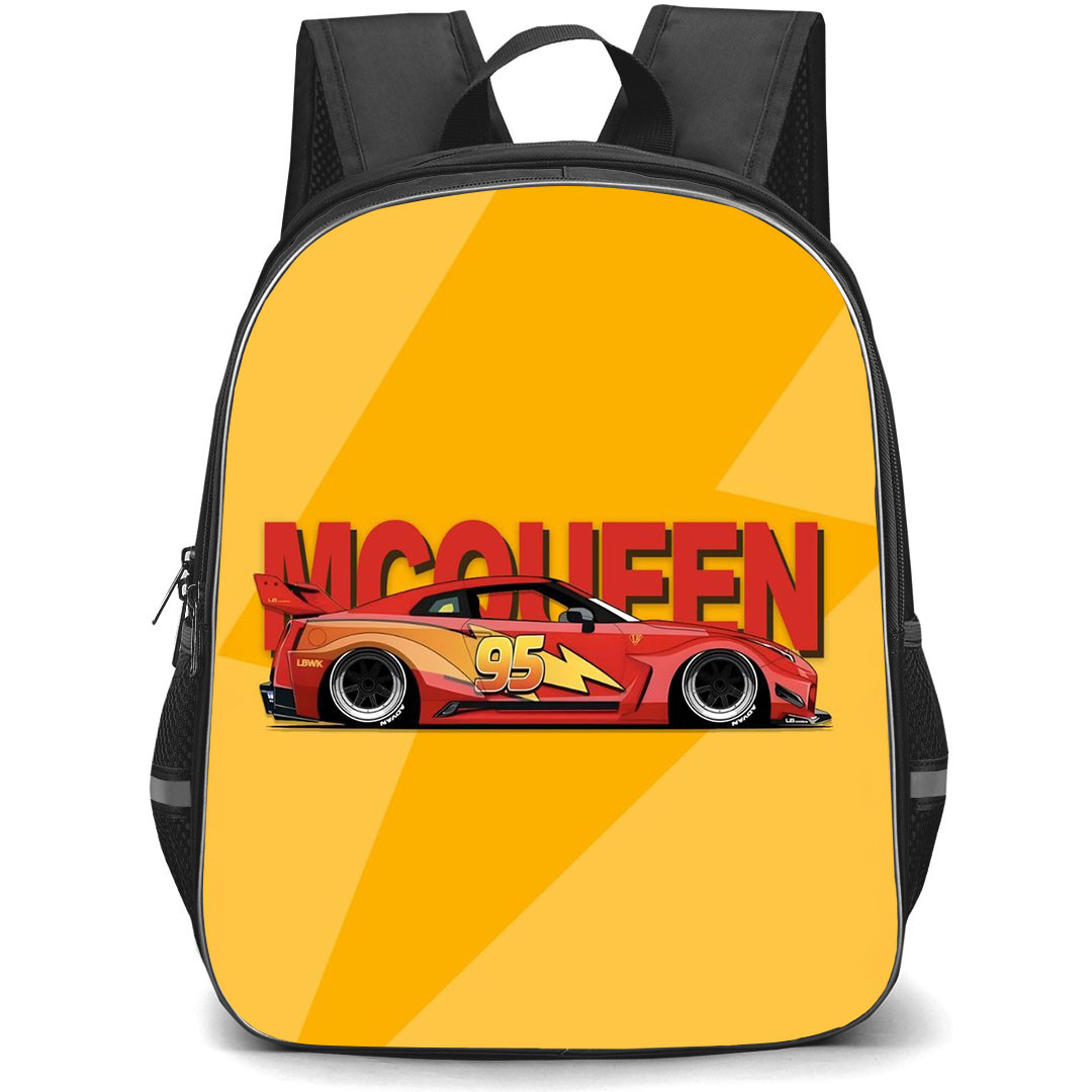 Cars Lightning McQueen Backpack StudentPack - Lightning McQueen Illustration Art On Orange Background