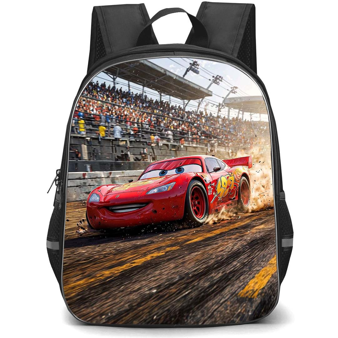 Cars Lightning McQueen Backpack StudentPack - Lightning McQueen On A Race Track 3D Poster