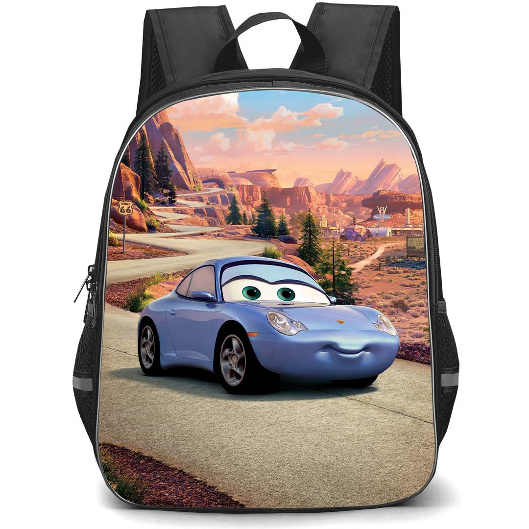 Cars Sally Carrera Backpack StudentPack - Sally Carrera Is Racing On A Stunning Track Poster