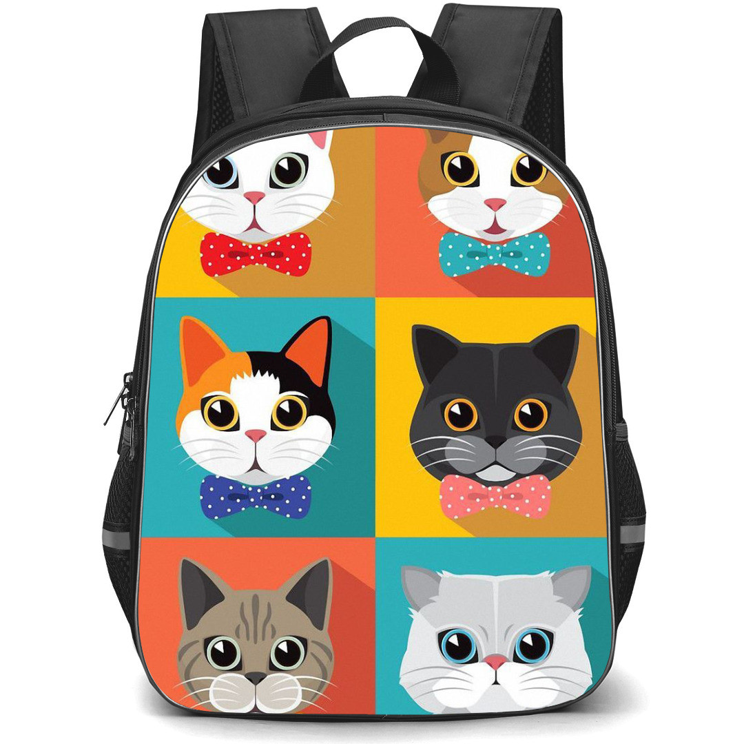Cat Backpack StudentPack - Cat Avatar Vector Art On Colorful Background
