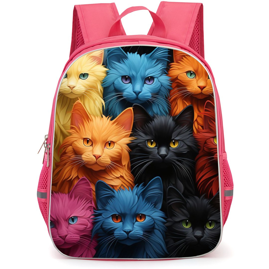 Cat Backpack StudentPack - Colourful Curious Cats Poster