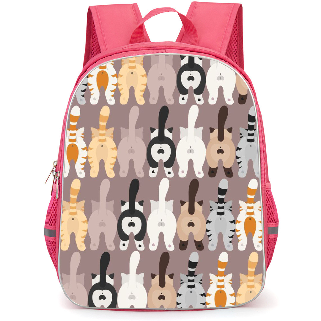 Cat Backpack StudentPack - Cute Cat Butt Pattern Art On Brown Background