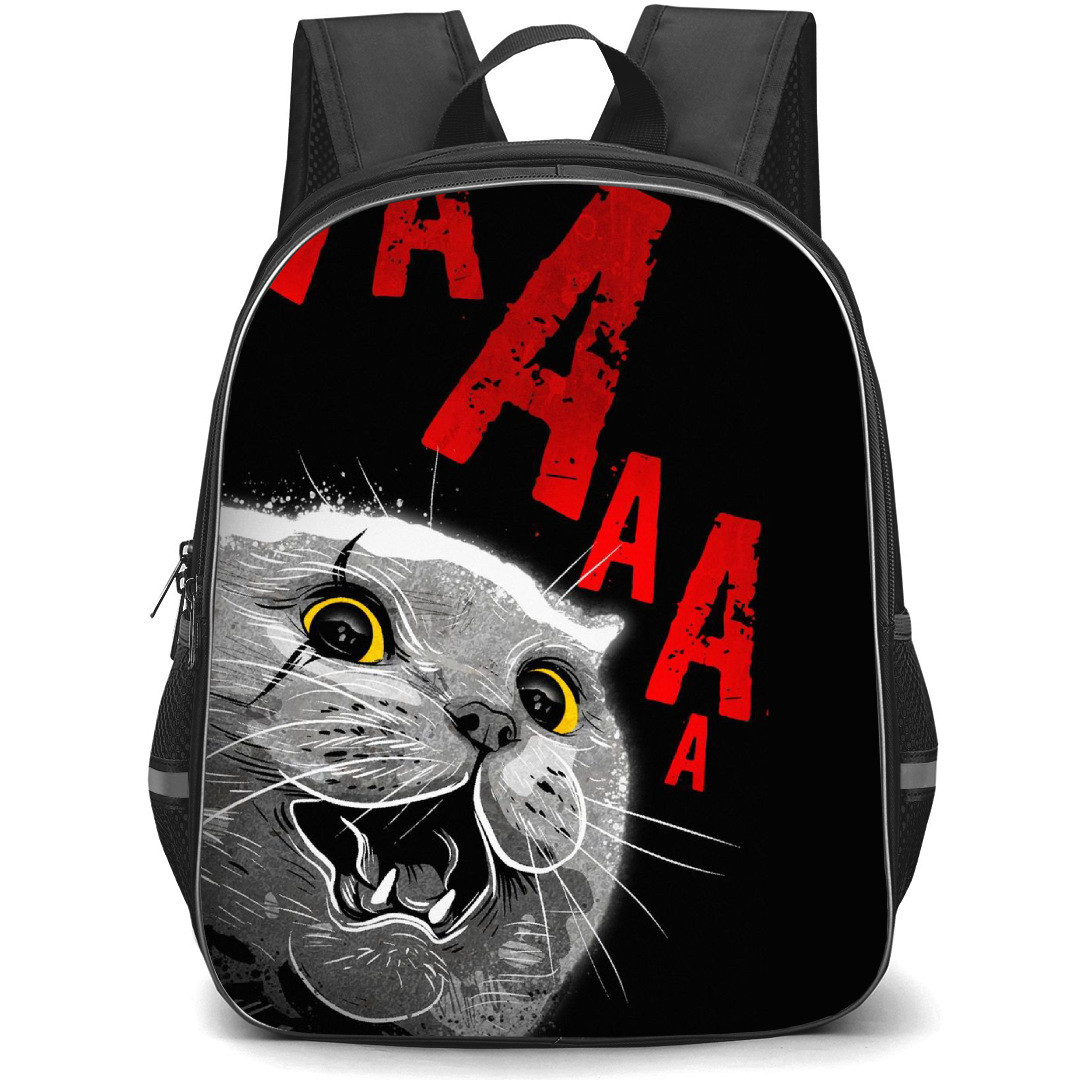Cat Backpack StudentPack - Cat HAHA On Black Background Poster