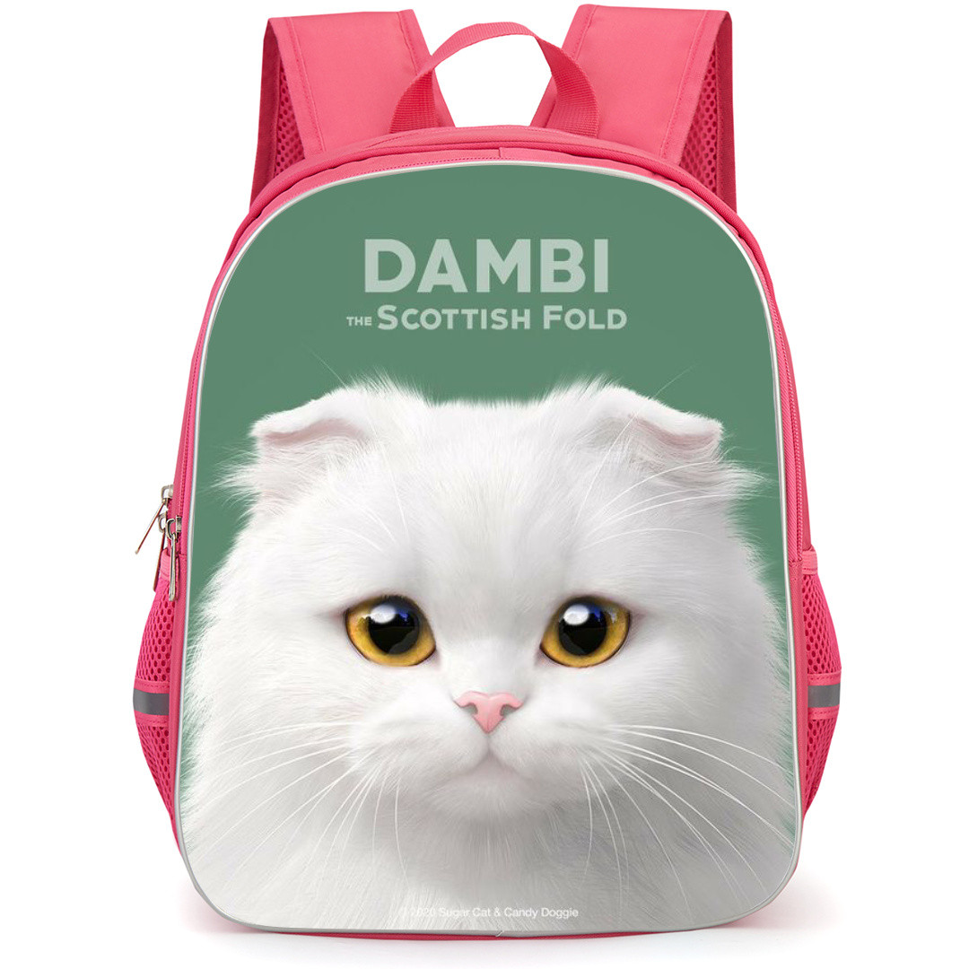 The Scottish Fold Cat Backpack StudentPack - Dambi The Scottish Fold Cat Portrait On Green Background