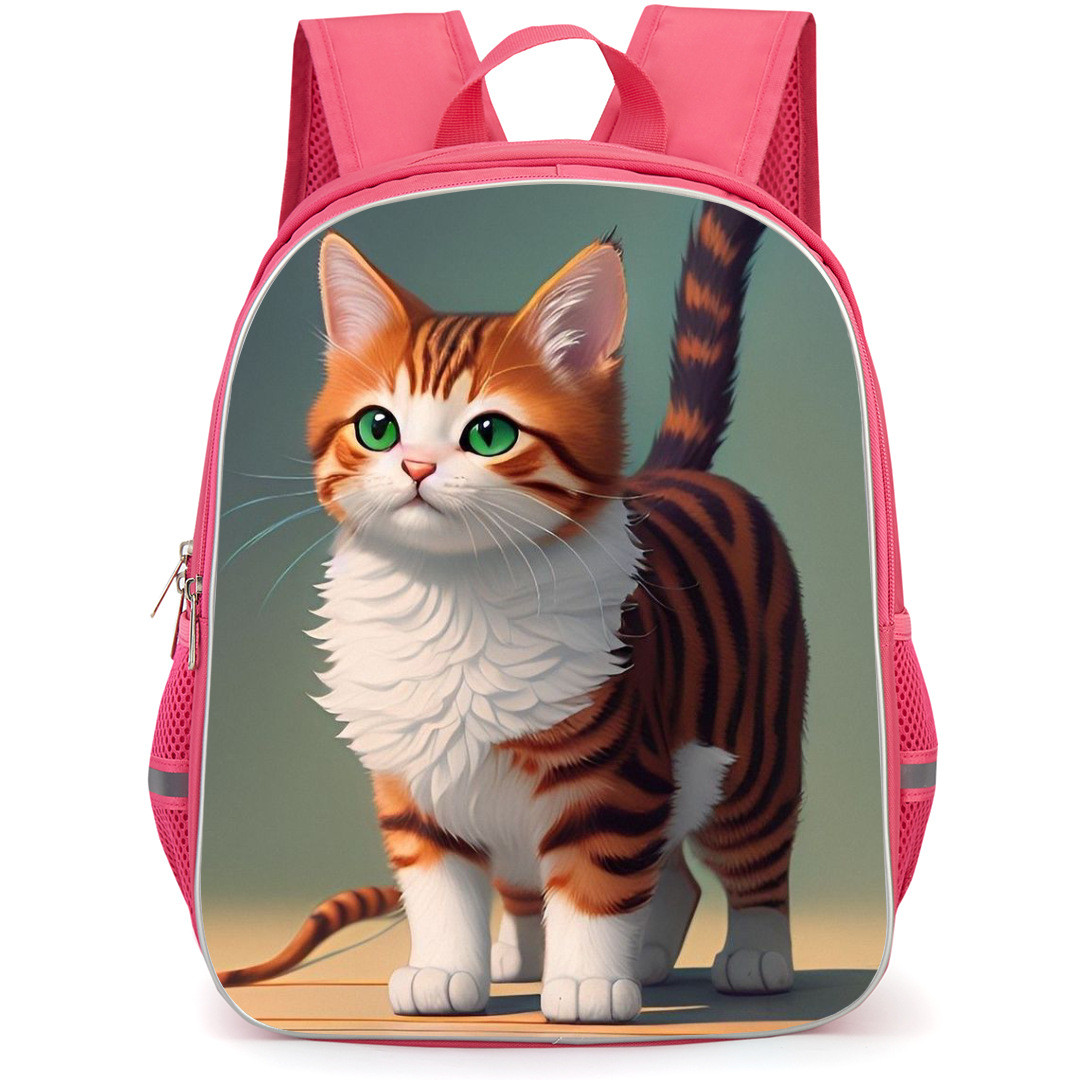 Cat Backpack StudentPack - Baby Cat Standing Portrait Digital Art Poster