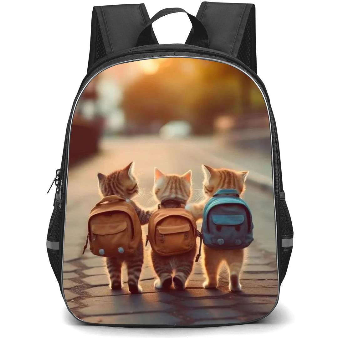 Cat Backpack StudentPack - Cats Walking On Streets With Bag Poster