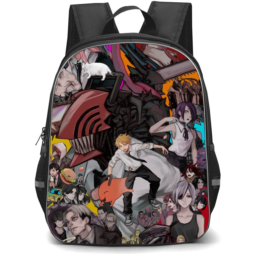Chainsaw Man Backpack StudentPack - Chainsaw Man Characters Illustration