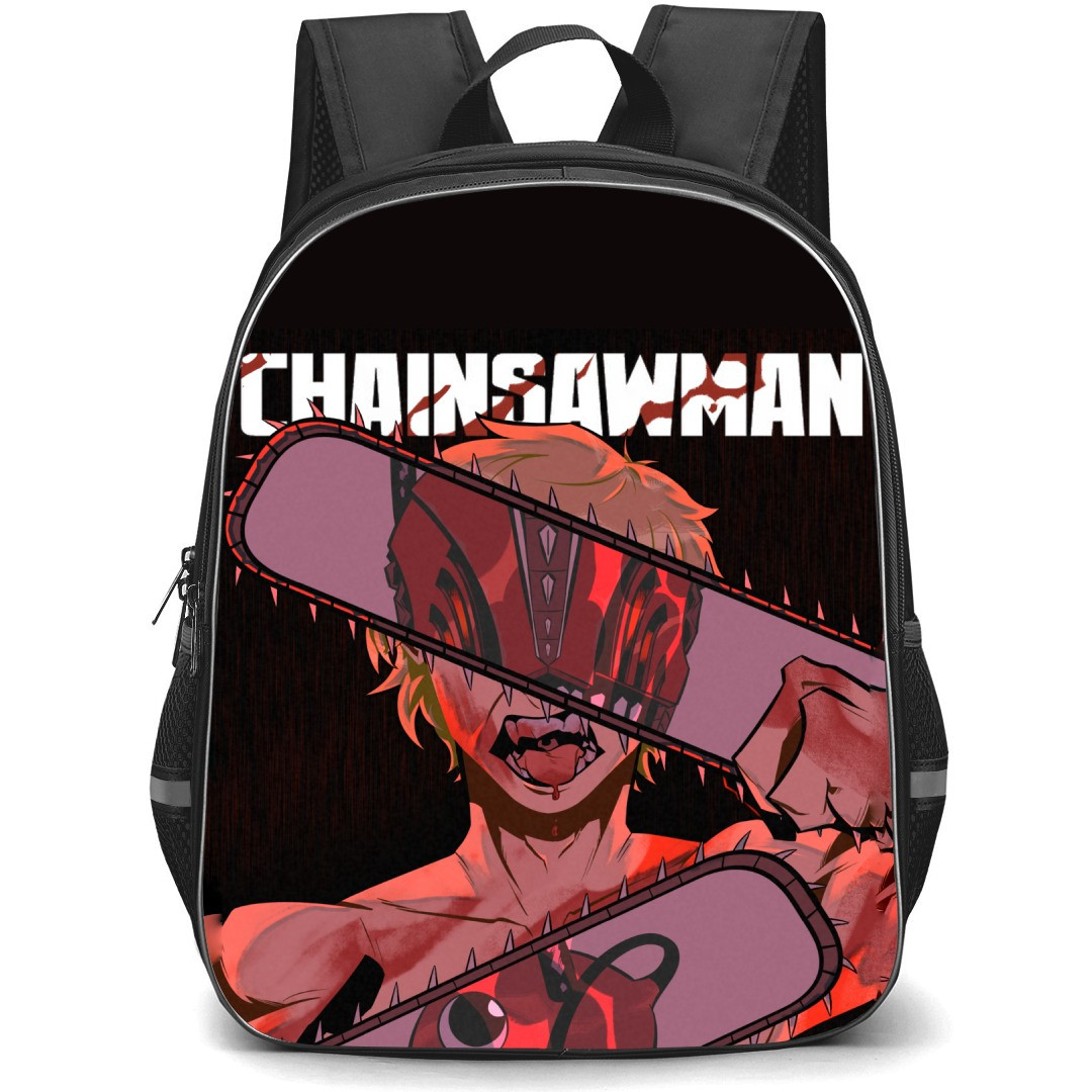Chainsaw Man Denji Backpack StudentPack - Denji Portrait Pop Art On Black Background