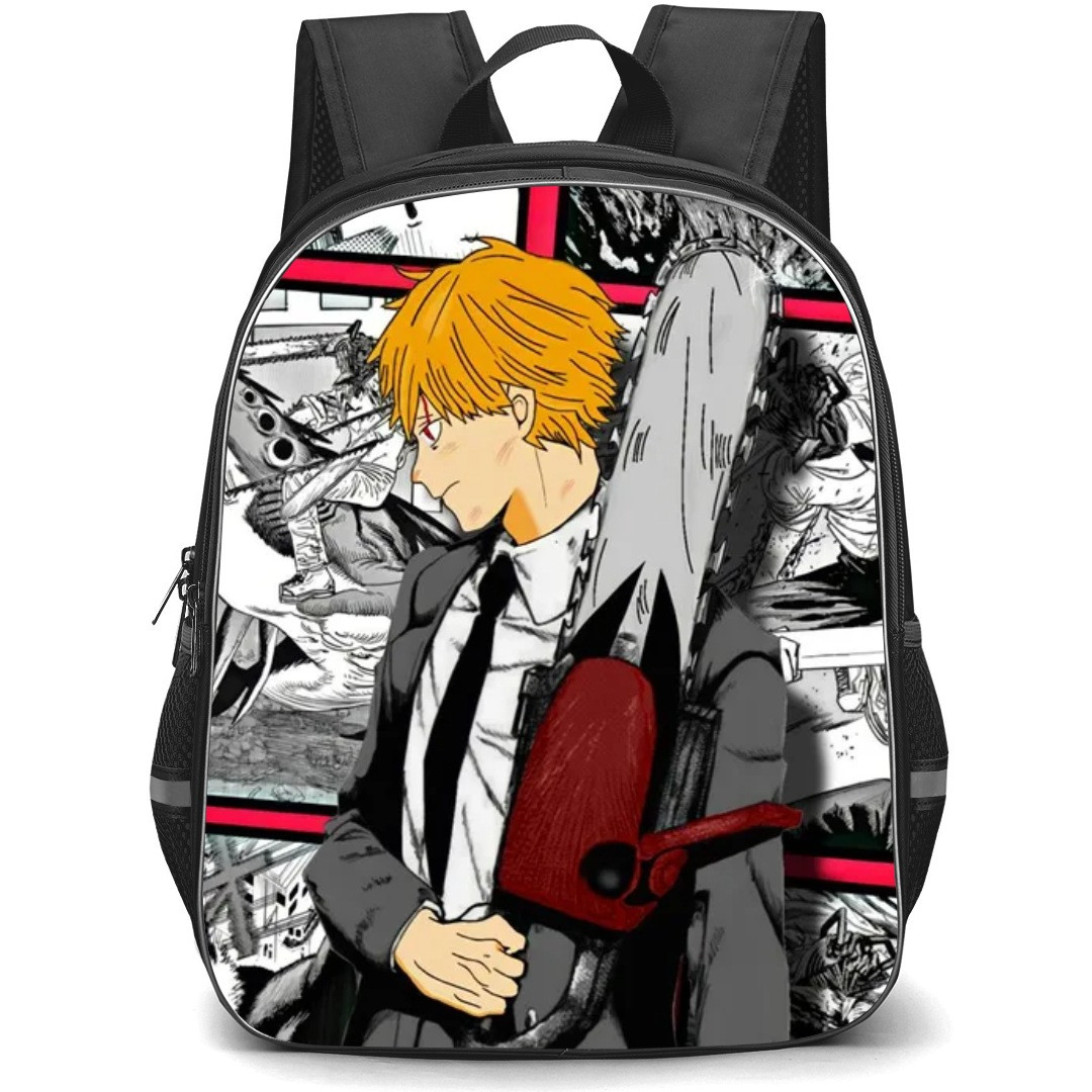 Chainsaw Man Denji Backpack StudentPack - Denji Side Portrait On Comic Background