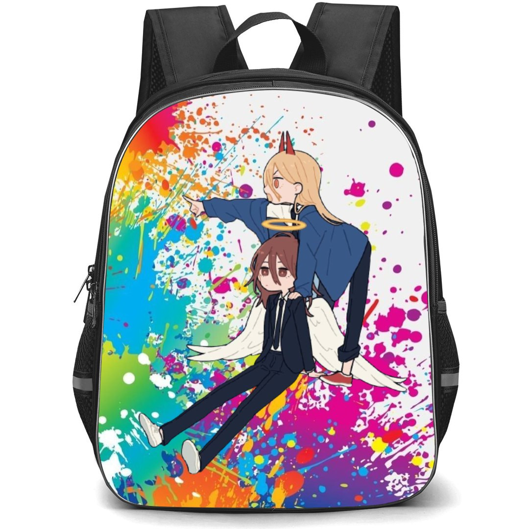 Chainsaw Man Backpack StudentPack - Makima And Power Cartoon Art Sticker