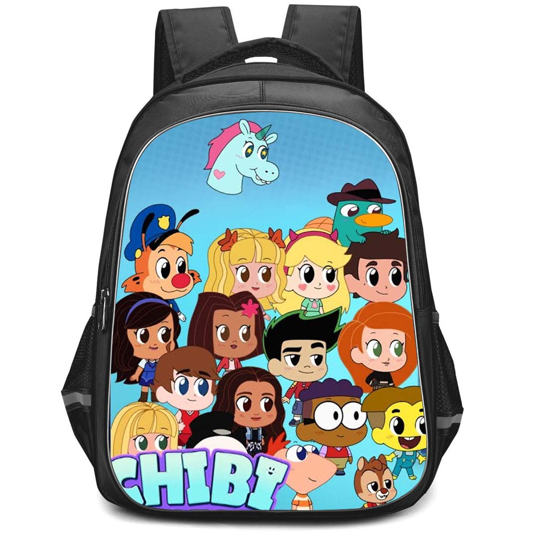 Chibi Tiny Tales Backpack StudentPack - Chibi Tiny Tales All Character On Blue Background