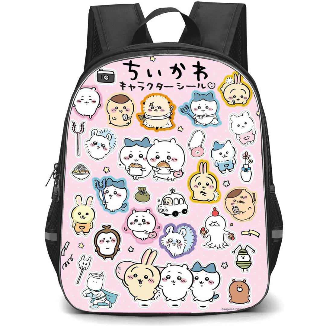 Chiikawa Backpack StudentPack - All Chibi Cartoon Characters with Pink Background