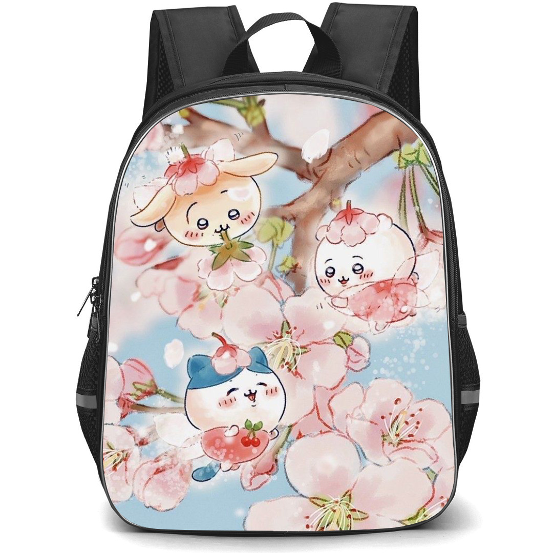 Chiikawa Backpack StudentPack - Chiikawa Cartoon Characters Sit on Flowers and Enjoy the Cherries