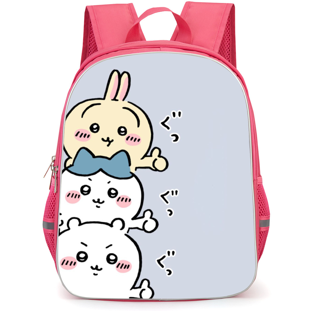 Chiikawa Backpack StudentPack - Chiikawa Cute 03 Chibi Show the Thumb on Blue Background