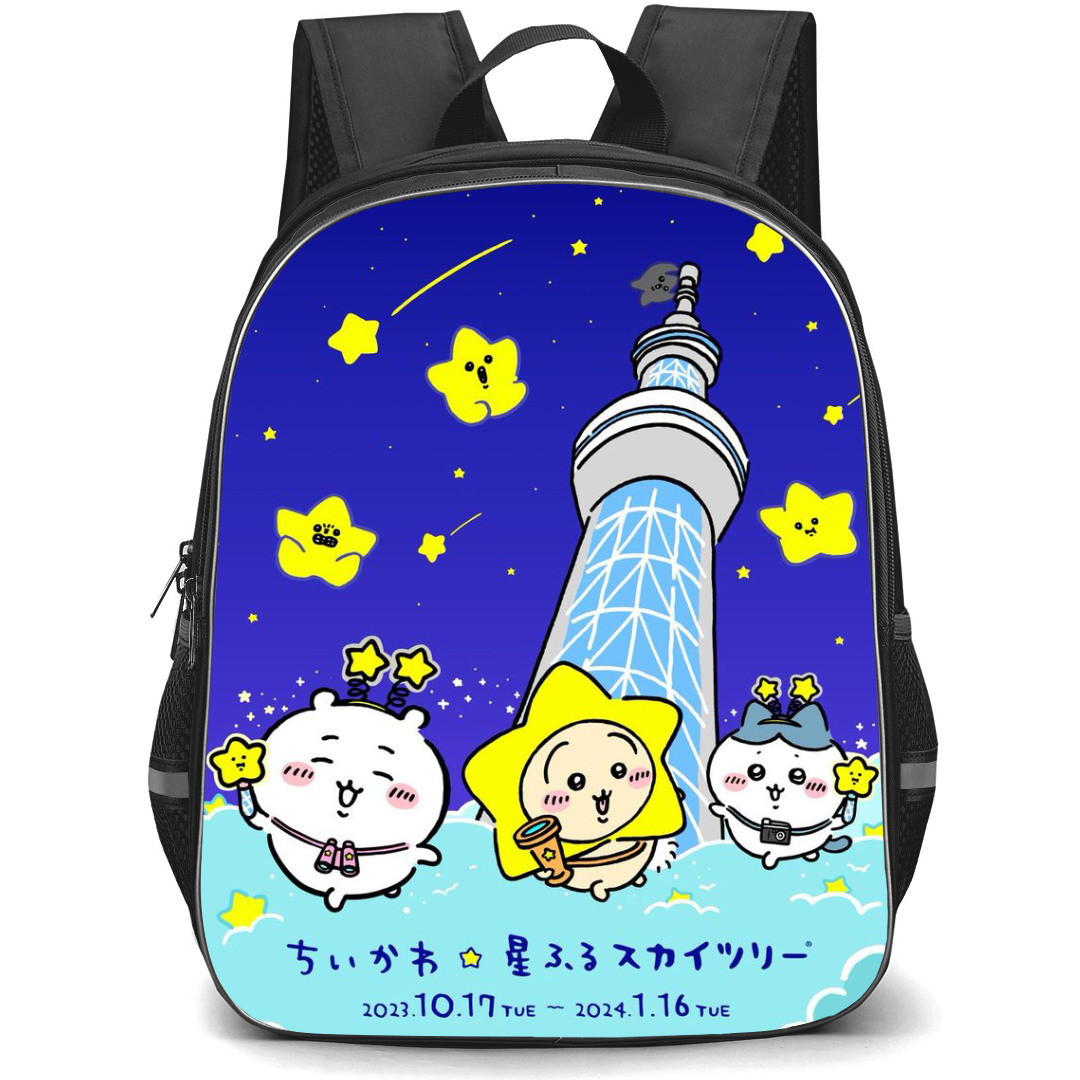 Chiikawa Backpack StudentPack - Chiikawa Cuties on Space Carry Camera and Microscope with Blue Background