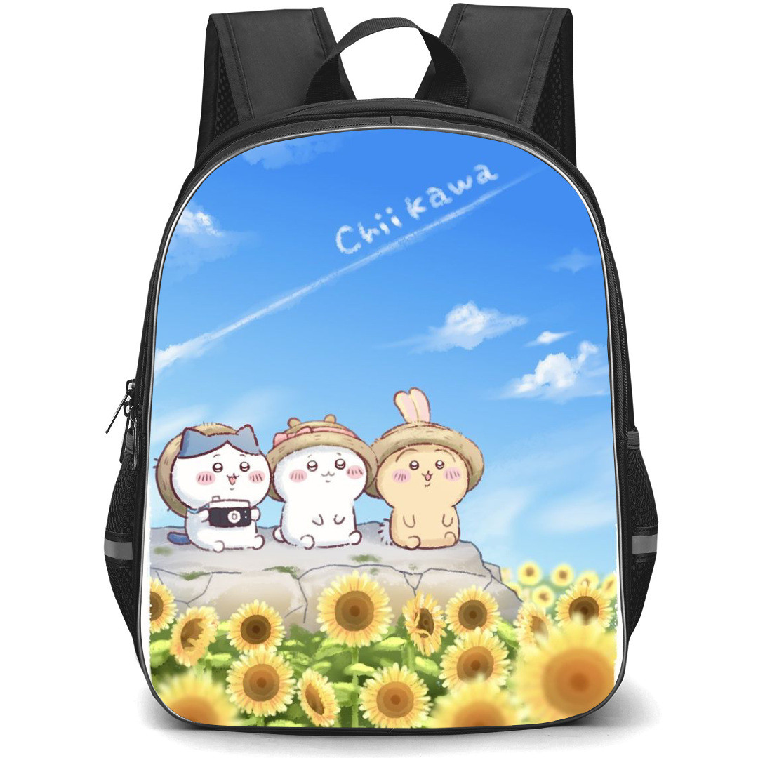 Chiikawa Backpack StudentPack - Chiikawa Disney Illustration Art with Sky and Sunflower Background