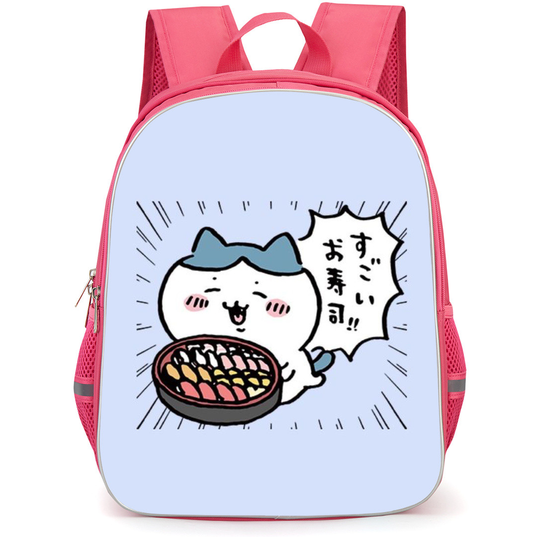 Chiikawa Little Eight Cats Backpack StudentPack - Chiikawa White Cute Cat Eat Something on Blue Background