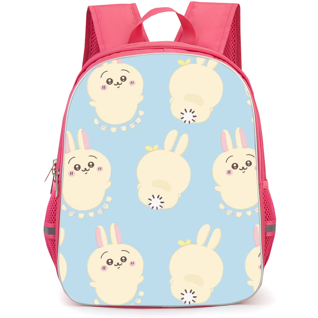 Chiikawa Rabbit Backpack StudentPack - Cute Rabbit Stickers on Blue Background