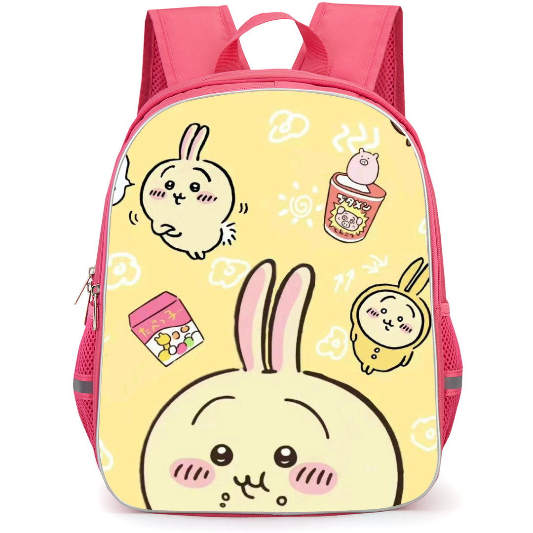 Chiikawa Rabbit Backpack StudentPack - Rabbit Doing Different Activities on Yellow Background