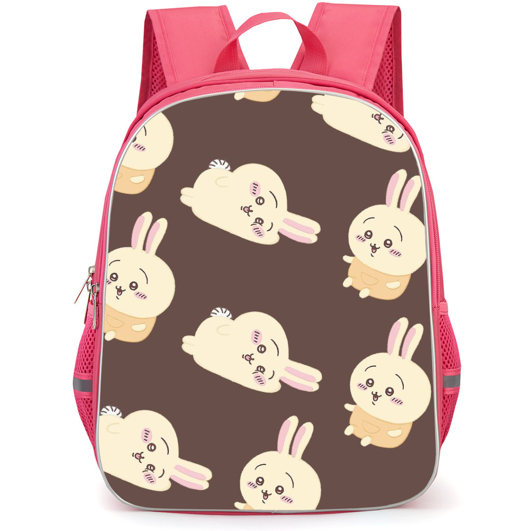 Chiikawa Rabbit Backpack StudentPack - Rabbit Siting and Sleep Stickers on Brown Background