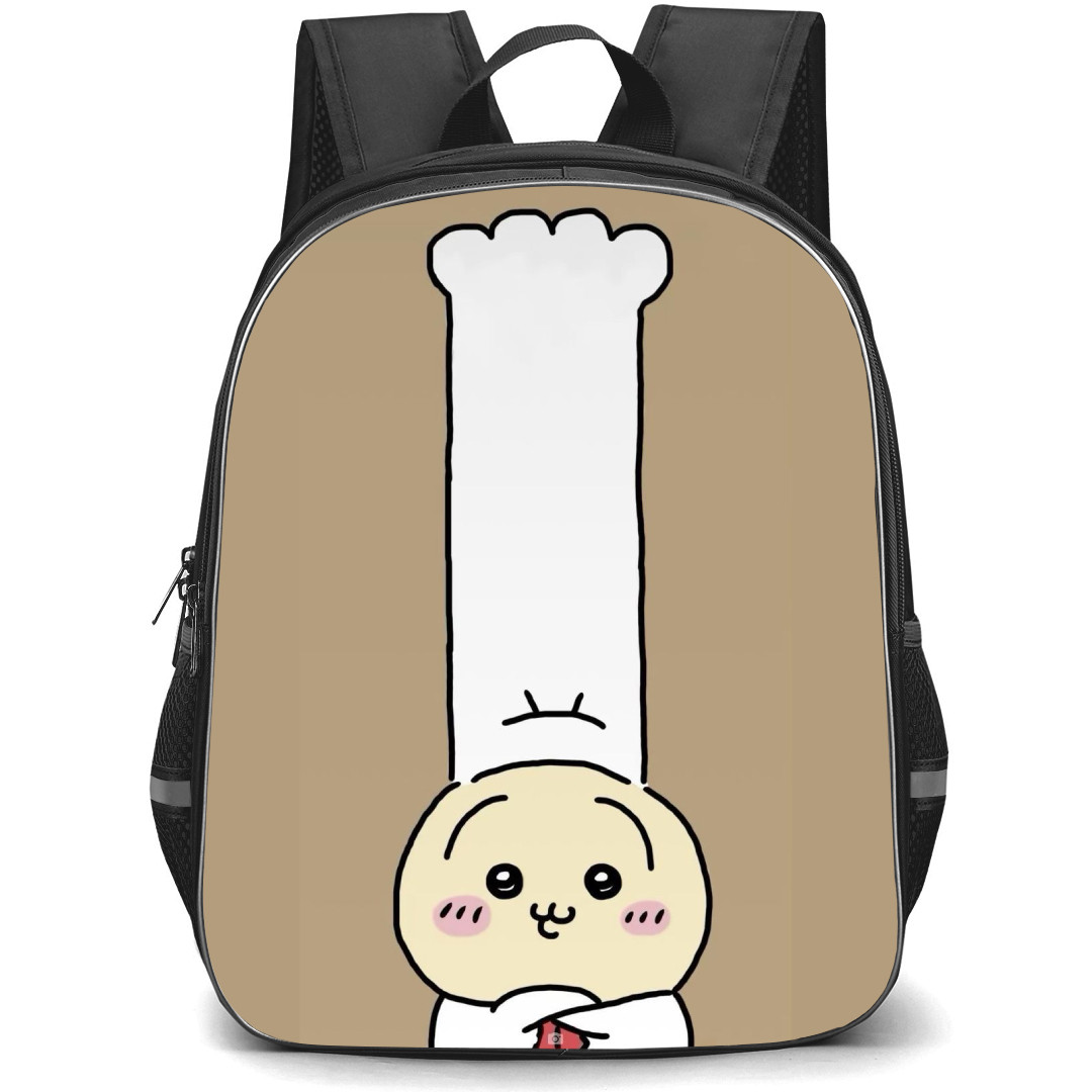 Chiikawa Rabbit Backpack StudentPack - Rabbit Wear Shef Costume with Funny Hat on Brown Background
