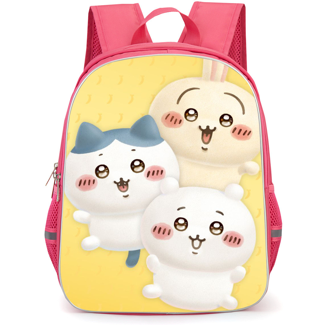 Chiikawa Backpack StudentPack - Chiikawa White Cute Cartoon Characters with Yellow Background
