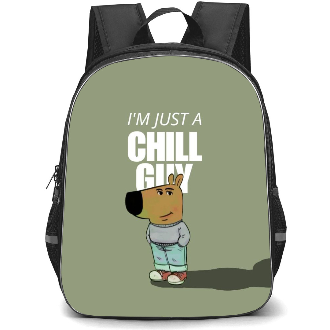 Chill Guy Backpack StudentPack - Chill Guy Portrait Green Background