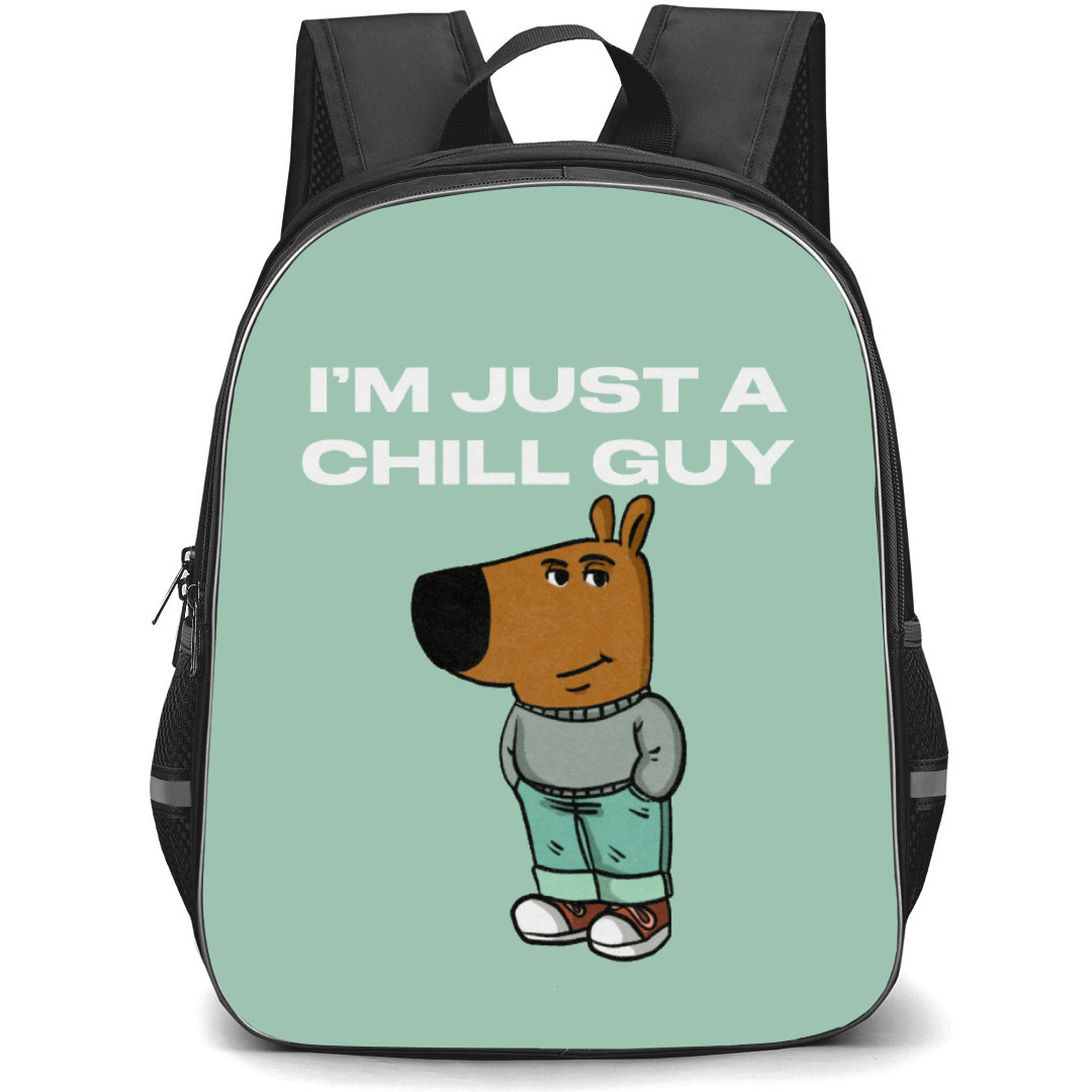 Chill Guy Backpack StudentPack - Chill Guy Portrait Mint Green Background