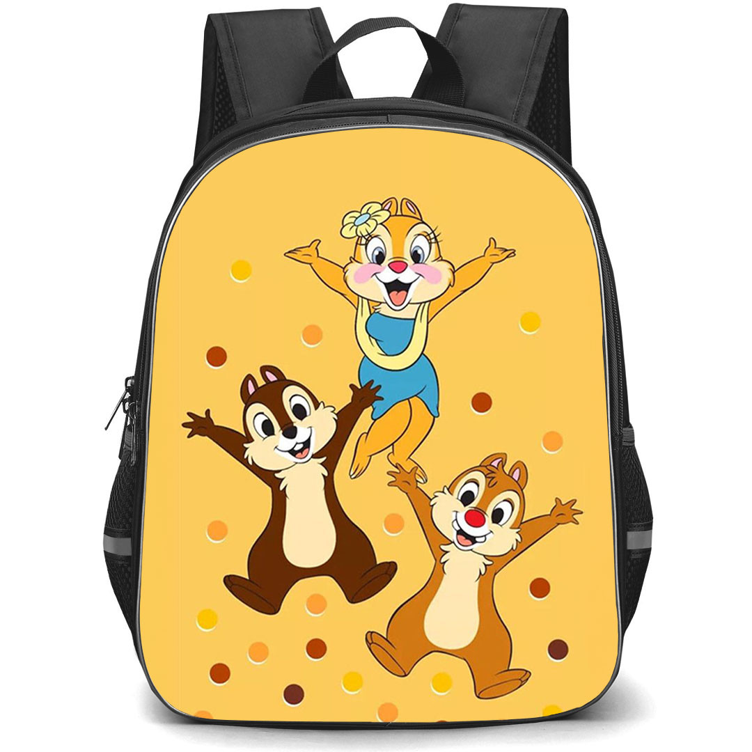 Chip N Dale Backpack StudentPack - Chip N Dale Dancing On Orange Background