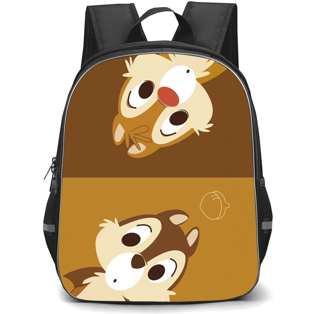 Chip N Dale Backpack StudentPack - Chip N Dale Up And Down Portrait On Brown Background