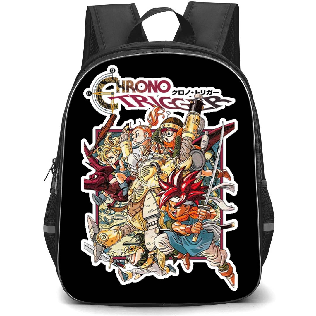 Chrono Trigger Backpack School Bag StudentPack - Chrono Trigger Official Logo And Characters Sticker