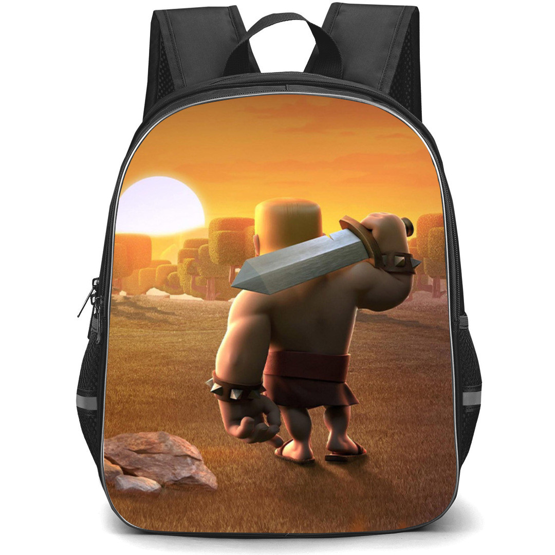 Clash of Clans Barbarian Backpack StudentPack - Barbarian Standing Infront of A Pile Of Rocks Poster